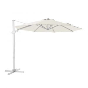 Axi Cyrus Premium Parasol Déporté Blanc/Beige - Parasol Déporté Rectangulaire Ø 300cm - Parasol Pied Déporté, structure aluminium - Rotation 360