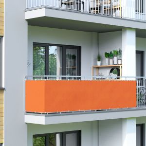 Image de Jarolift Brise vue pour balcon respirant, protection contre les regards, pour balcon 500 x 90cm (24 œillets), orange