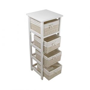 Image de PALMA Colonne de salle de bain L 30 cm + 4 paniers Blanc