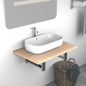 VidaXL Étagère murale de salle de bain pour bassin Chêne 60x40x16,3 cm