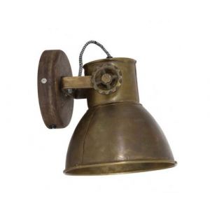 Wadiga Applique Murale Industrielle Base Bois et Métal Couleur Bronze