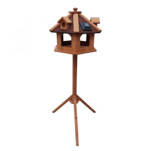 Toboli Mangeoire sur pied en Bois de sapin pour Oiseaux sauvages 130cm Abri résistant avec Lucarnes