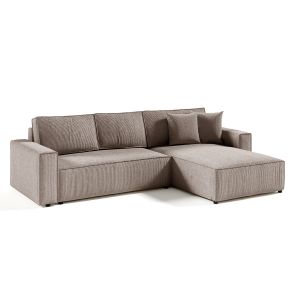 Petits-meubles - Canapé d'angle réversible et convertible 4 places avec coffre Isaac velours côtelé Taupe