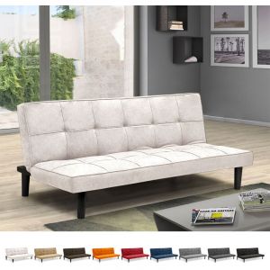 Modus Sof&agrave; Canap&eacute; Convertible Design en tissu 2 Places pour maison et bureau Giada, Couleur: Blanc