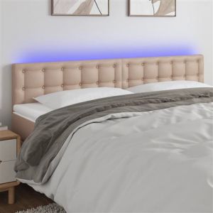 VidaXL Tête de Lit à LED Meuble de Chambre à Coucher Accessoire de Lit Double Tête de Cadre de Lit Intérieur Cappuccino 160x5x78/88 cm Similicuir