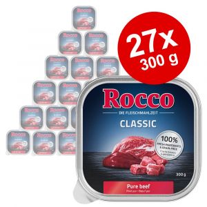 Image de Rocco 27x300g Classic en barquettes bœuf, cœurs de volaille - Pâtée pour chien