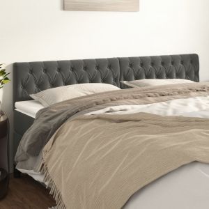 Image de VidaXL T&ecirc;tes de lit 2 pcs Gris fonc&eacute; 90x7x78/88 cm Velours