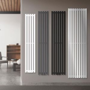 Luxebath - Radiateur à Panneaux Design Stella, 1400 x 480 mm, Anthracite, avec Connexion Central, Plat, Vertical, Monocouche, Radiateur de Salle de