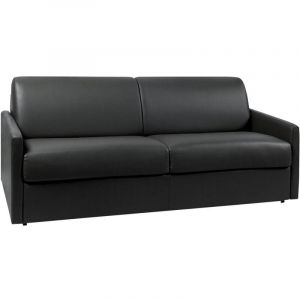 Canapé 4 places convertible express en simili noir - Couchage à lattes larges 160 cm - Matelas 18 cm CALIFE