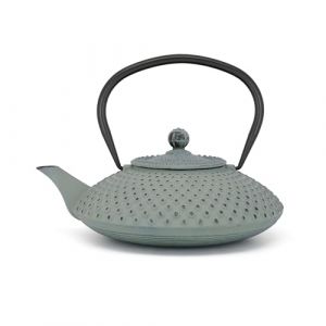 Image de Bredemeijer Théière plate Asia en fonte - 1,25 l - Vert clair - Grande verseuse émaillée en fonte émaillée avec filtre en acier inoxydable