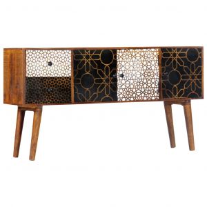 VidaXL Buffet avec motif imprimé 130x30x70 cm Bois de manguier massif