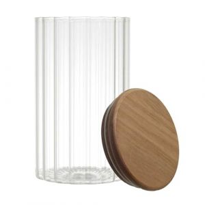 COOK CONCEPT, KA0378, Bocal de Conservation en Verre Transparent avec Couvercle en Acacia, Design Moderne et esth&eacute;tique, id&eacute;al pour Stocker Aliments, 70 cl, Transparent