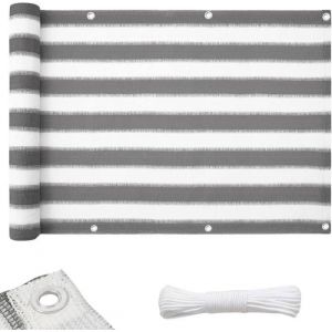 Protection anti regard Ultra résistant Cordon de fixation inclus Rayé Gris-blanc 90 x 500 cm