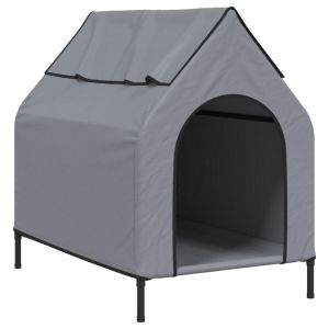 Niche pour chien clair tissu oxford et acier gris 02_0043533