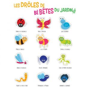 Image de Gommettes Drôles de bébêtes 24 stickers de 3 à 4 cm coccinelle papillon escargot