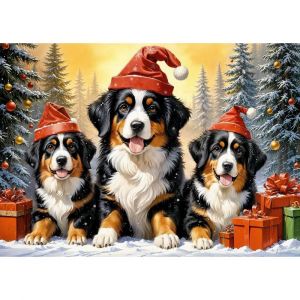 Puzzle 1000 pièces : Chiots des fêtes