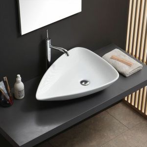 Kiamami Valentina LAVABO &Agrave; POSER OVALE DESIGN MODERNE EN C&Eacute;RAMIQUE E