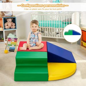Image de COSTWAY 4 PCS Blocs de Construction en Mousse pour Tout petits Antid&eacute; Jeu Educatif pour Grimper Glisser Ramper Modules de Motricit&eacute;