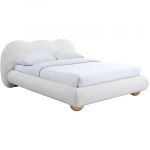 Mobilier Deco - maria - Lit design effet peau de mouton écru 160x200 cm