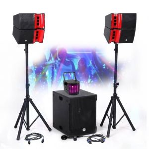 Bm sonic SONO COMPLETE 1200W BMS15-HORN, Enceintes satellites, SUB 38cm USB/Bluetooth, Supports Câbles, Light SUN