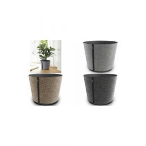 Poetic Pot rond &agrave; r&eacute;serve d'eau plastique Casa Sleeve anthracite &oslash;26 2 x h.21 7 cm