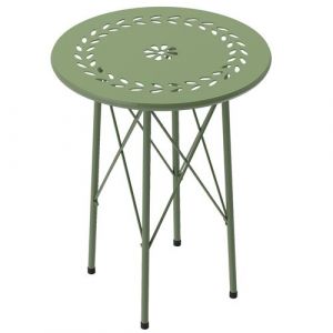 Outsunny Table d'appoint de jardin - table basse ext&eacute;rieure - dia. 40 x 50H cm - acier &eacute;poxy vert