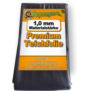 Aquagart - Liner de bassin en pvc 15 m x 2 m 1,0 mm, noir, b&acirc;che pour le bassin de jardin