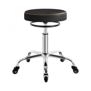 Woltu - Tabouret Bureau Tabouret roulettes en pu, roulettes en Caoutchouc, Hauteur R&eacute;glable, Noir