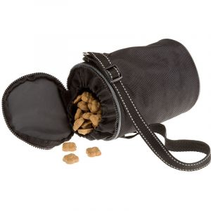 Image de Ferplast DOG TREATS BAG Sachet porte-croquettes à chiens. Deux tailles.. Variante LARGE - Mesures: Ø 13 x 19 cm - Noir