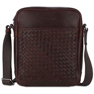 Image de Bugatti Woven Sacoche Homme Bandouliere Cuir, Pochette Tablette 10 Pouces, Sacs à Main Cuir Veritable, Petit - Marron foncé