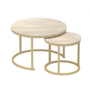 Calicosy Lot de 2 Tables Basses Gigognes Rondes L70 cm - lenny