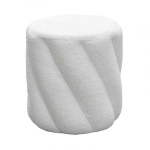 DRAWER Pouf rond en tissu bouclette ø37cm - Blanc - Mallow
