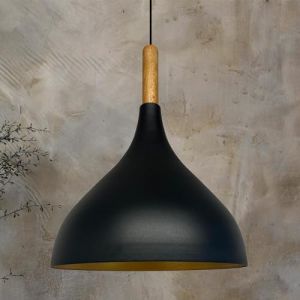 Longue Lampe à Suspension Noire Simple, Lustre de Tête de Lit en Bois, Lampe de Salon, de Cuisine, de Café, de Restaurant, Lustre de Chambre D'enfant