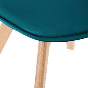 Atmosphera Chaise scandinave Baya - Bleu canard - Bois et polypropylène - Style moderne et nordique