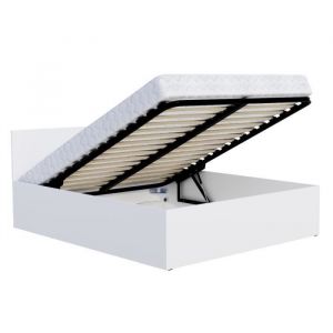 Lit Panama 140x200 + coffre - Sommier inclus Blanc