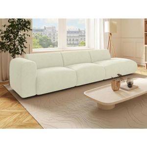 Grand canapé 5 places accoudoir gauche en tissu texturé beige pogni de Maison Céphy