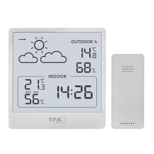 Image de TFA Dostmann Station m&eacute;t&eacute;o sans fil pour l'int&eacute;rieur et l'ext&eacute;rieur, 35.1176.02, avec capteur ext&eacute;rieur, temp&eacute;rature et humidit&eacute;, pr&eacute;visions m&eacute;t&eacute;o avec pression atmosph&eacute;rique, num&eacute;rique, moderne blanc