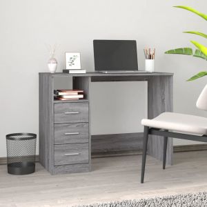 VidaXL Bureau avec tiroirs Sonoma gris 102x50x76 cm Bois d'ing&eacute;nierie