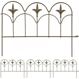 Relaxdays Bordure de Jardin, Lot de 4 éléments, métal, HxL: 28x38,5 cm chacun, extérieur, à Planter dans Le Sol, Bronze