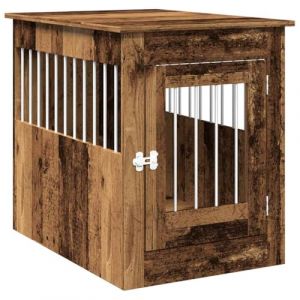 VidaXL Meuble de Cage Chiens Vieux Bois 55x80x68 cm Bois d'ingénierie, chenil, abri pour Chien, Cage pour Animaux de Compagnie, Cage de Chien