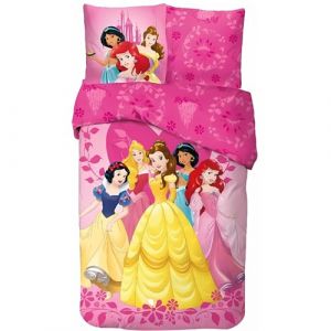 PRINCESSES-DISNEY- PARURE DE LIT- HOUSSE DE COUETTE 140X200 CM + TAIE - 63X63 CM-NEUF-COTON.