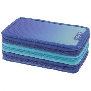 Herlitz Trousse TriCase remplie de 31 pi&egrave;ces, Dip Dye Blue/Turquoise, 1 pi&egrave;ce, Dip Dye Blue/Turquoise, Moderne
