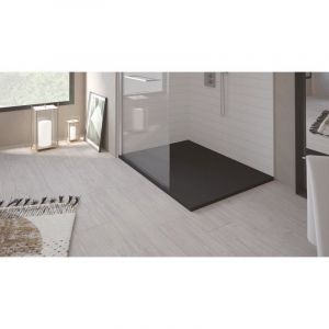 Receveur NOLA 3 - 70x120x3cm - R&eacute;sine - Noir - Bonde - D&eacute;coupable