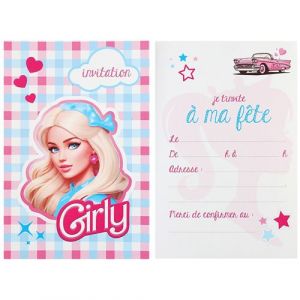 Ruedelafete 6 cartons invitation poupée mode 10x15cm - générique 000878300000099