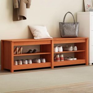 VidaXL Banc À Chaussures Avec Étagère Marron Cire 160 X 36.5 X 50 Cm