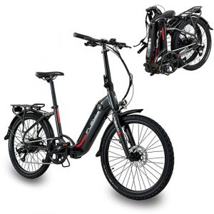 Vélo de ville électrique pliant Swan 24 grey Autonomie 70km - Batterie 10.4Ah