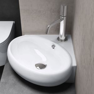 Sogood - Lavabo à Suspendre Vasque à Poser en Céramique Petit Lavabo Blanc pour Toilettes Invités 395x385x145mm Brüssel002 - Blanc