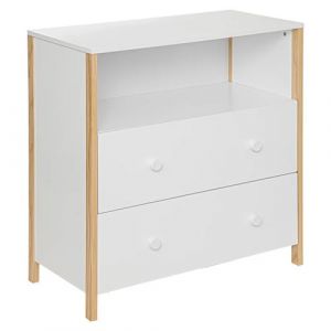 Pegane Commode pour chambre d'enfant en bois coloris blanc - Longueur 85 x Profondeur 40 x Hauteur 80 cm -