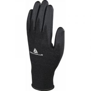 Image de Delta Plus GANT TRICOT POLYESTER/ PAUME PU - VE702PN0 - Taille gants - T11 - Noir/Gris