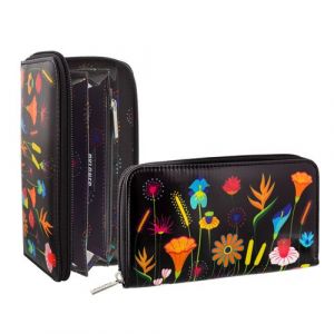 Portefeuille - Voyage - Pylones - Fleurs fond Noir